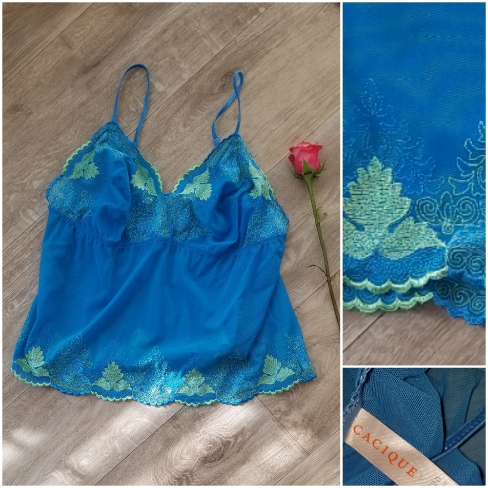Cacique Lace Lingerie CHEMISE Aqua & Green